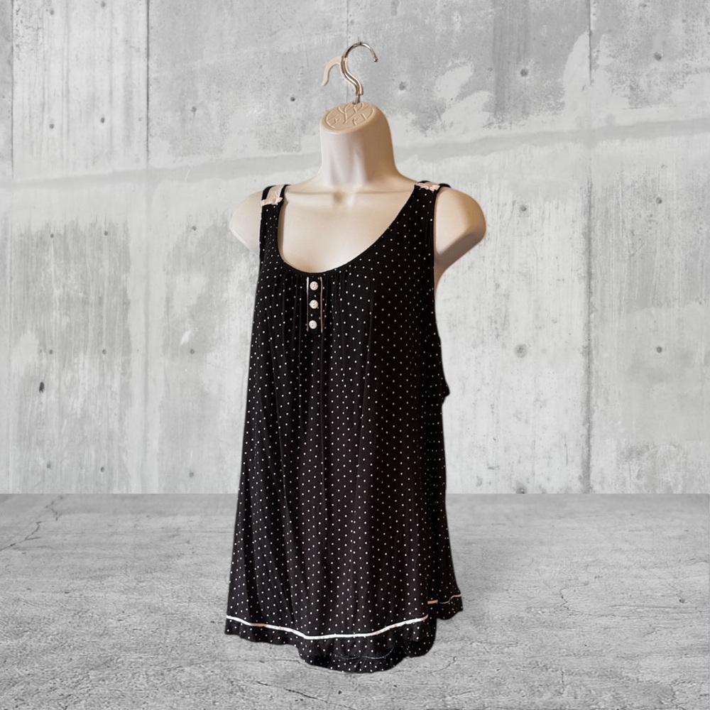 George. Black Polka Dot Sleeveless modest Swim dress.